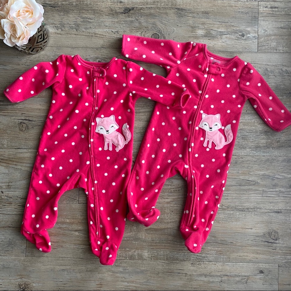 Baby Girl Child of Mine Footed Fox Pajamas 3-6mo